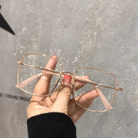 Fashion Oversized Square Eyewear Retro Women's Anti-blue Light Blocking Metal Frame Glasses Trend Optical Computer Eyeglasses Jack's Clearance