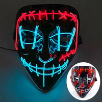 Halloween Neon Led Purge Mask Masque Masquerade Party Masks Light Luminous In The Dark Funny Masks Cosplay Costume Supplies Jack's Clearance