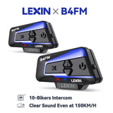 Lexin B4FM-X Bluetooth Motorcycle Intercom Helmet Headsets,BT 5.0 Wireless Communication Interphone Music Sharing 10 Riders Jack's Clearance