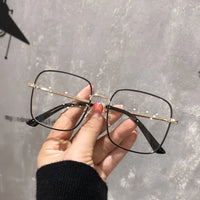 Fashion Oversized Square Eyewear Retro Women's Anti-blue Light Blocking Metal Frame Glasses Trend Optical Computer Eyeglasses Jack's Clearance