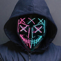 Halloween Neon Led Purge Mask Masque Masquerade Party Masks Light Luminous In The Dark Funny Masks Cosplay Costume Supplies Jack's Clearance