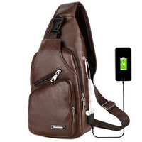 USB Charging Chest Bag with Headset Hole Men's Multifunction Single Strap Anti-theft Chest Bag with Adjustable Shoulder Strap Jack's Clearance