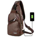 USB Charging Chest Bag with Headset Hole Men's Multifunction Single Strap Anti-theft Chest Bag with Adjustable Shoulder Strap Jack's Clearance