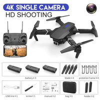 KBDFA E88 Pro 2022 New WIFI FPV Drone With Wide Angle HD 4K Camera Height Hold RC Foldable Quadcopter Drones Jack's Clearance