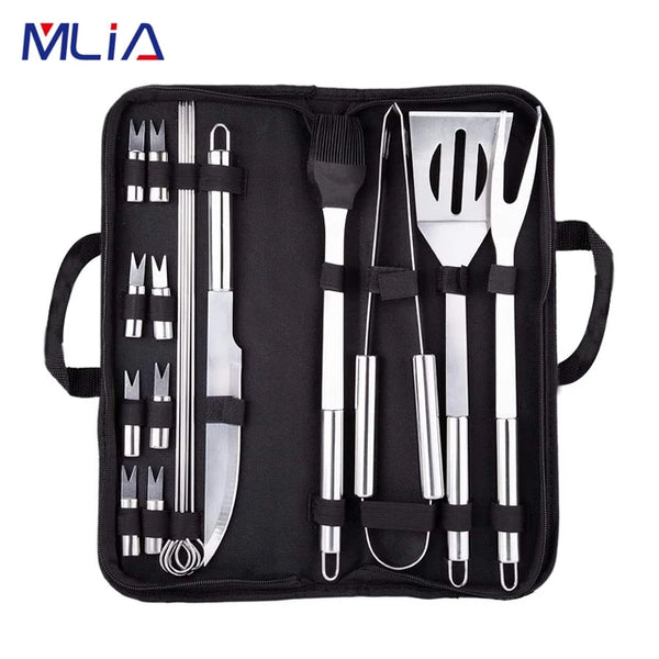 MLIA 27Pcs Stainless Steel BBQ Tools Set | Barbecue Grilling Accessories Camping Cooking Tools Jack's Clearance