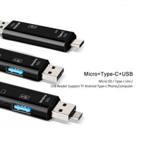 5 in 1 Multifunction Usb 2.0 Type C/Usb /Micro Usb/Tf/SD Memory Card Reader OTG Card Reader Adapter Mobile Phone Accessories Jack's Clearance