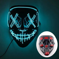 Halloween Neon Led Purge Mask Masque Masquerade Party Masks Light Luminous In The Dark Funny Masks Cosplay Costume Supplies Jack's Clearance