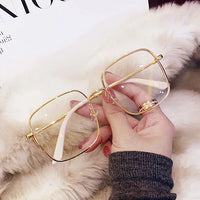 Fashion Oversized Square Eyewear Retro Women's Anti-blue Light Blocking Metal Frame Glasses Trend Optical Computer Eyeglasses Jack's Clearance