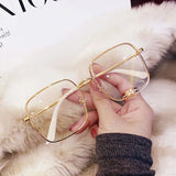 Fashion Oversized Square Eyewear Retro Women's Anti-blue Light Blocking Metal Frame Glasses Trend Optical Computer Eyeglasses Jack's Clearance