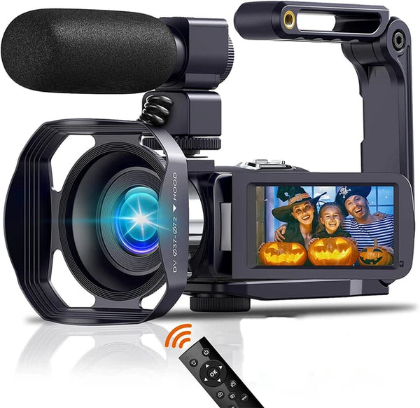 4K WIFI Camcorder for Vlogging with Stabilizer, Time-Lapse & Webcam Jack's Clearance