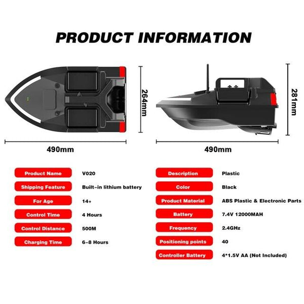 12000mAh*2 RC Fishing Bait Boat Dual Cabin Cruise Control For Sea