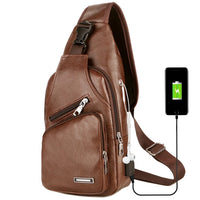 USB Charging Chest Bag with Headset Hole Men's Multifunction Single Strap Anti-theft Chest Bag with Adjustable Shoulder Strap Jack's Clearance