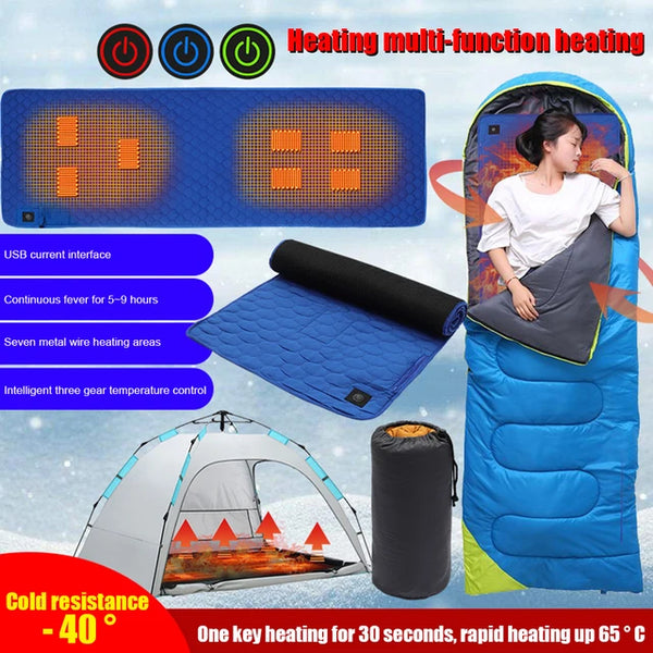 USB Heating Camping Sleeping Mattress 3-Level Adjustable Insulation Heated Sleeping Pad 7 Zone Areas Outdoor Hiking Travel Supplies Jack's Clearance
