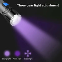 Rechargeable LED UV Flashlight Ultraviolet Torch Zoomable Mini 395nm UV Black Light Pet Urine Stains Detector Scorpion Hunting Jack's Clearance