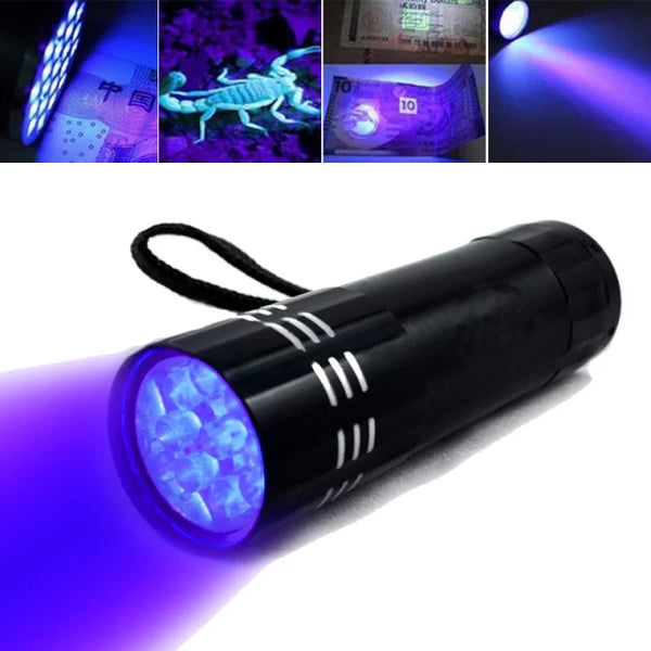 Super Mini 9 LED Powerful Aluminum UV Torch Jack's Clearance