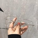 Fashion Oversized Square Eyewear Retro Women's Anti-blue Light Blocking Metal Frame Glasses Trend Optical Computer Eyeglasses Jack's Clearance