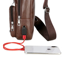 USB Charging Chest Bag with Headset Hole Men's Multifunction Single Strap Anti-theft Chest Bag with Adjustable Shoulder Strap Jack's Clearance