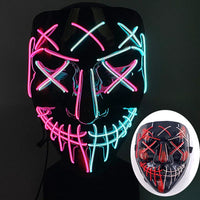 Halloween Neon Led Purge Mask Masque Masquerade Party Masks Light Luminous In The Dark Funny Masks Cosplay Costume Supplies Jack's Clearance