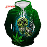 Tobacco Weeds 3D Hoodie Men/Women Printing Sweatshirts Green Leaves Funny Shirt Skull Smoking Printed Harajuku Pullover Jack's Clearance