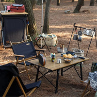 MLIA Outdoor Camping Telescopic Folding Table Wood Grain Aluminum Alloy Jack's Clearance
