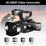 4K Ultra HD 48MP Camcorder Video Camera Wifi APP Control 3.0 inch for YouTube Live Streaming 30X Digital Zoom IR Night Vision Jack's Clearance