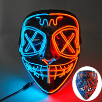 Halloween Neon Led Purge Mask Masque Masquerade Party Masks Light Luminous In The Dark Funny Masks Cosplay Costume Supplies Jack's Clearance