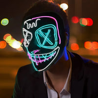 Halloween Neon Led Purge Mask Masque Masquerade Party Masks Light Luminous In The Dark Funny Masks Cosplay Costume Supplies Jack's Clearance
