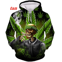 Tobacco Weeds 3D Hoodie Men/Women Printing Sweatshirts Green Leaves Funny Shirt Skull Smoking Printed Harajuku Pullover Jack's Clearance