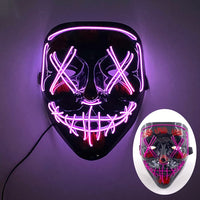 Halloween Neon Led Purge Mask Masque Masquerade Party Masks Light Luminous In The Dark Funny Masks Cosplay Costume Supplies Jack's Clearance