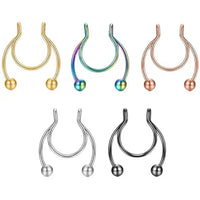 Stainless Steel Magnet Nose Ring Horseshoe Ring Nose Clip Non-pierced Nose Hoop Magnetic Nose Nail piercing nariz piercing Jack's Clearance