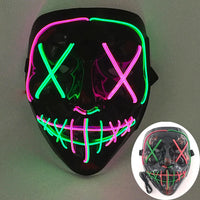Halloween Neon Led Purge Mask Masque Masquerade Party Masks Light Luminous In The Dark Funny Masks Cosplay Costume Supplies Jack's Clearance