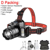 Rechargeable Headlamp 2000mah Super Bright Torch Light T51 Induction LED Headlight Waterproof Camping Mobile Power Bank Flashing Jack's Clearance