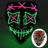 Halloween Neon Led Purge Mask Masque Masquerade Party Masks Light Luminous In The Dark Funny Masks Cosplay Costume Supplies Jack's Clearance