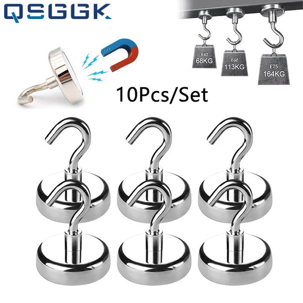 10Pcs Strong Magnetic Hooks Practical load bearing Hook Multi-Purpose storage For Home Kitchen Bar Storage Key Coat Cup Hanging Jack's Clearance