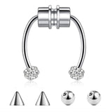 Stainless Steel Magnet Nose Ring Horseshoe Ring Nose Clip Non-pierced Nose Hoop Magnetic Nose Nail piercing nariz piercing Jack's Clearance