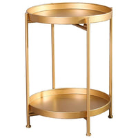 Nordic Simple Iron Double-layer Small Tea Table Corners Round Coffee Table Lving Room Mini Sofa Side Table Jack's Clearance