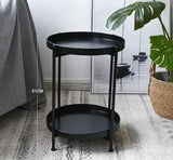 Nordic Simple Iron Double-layer Small Tea Table Corners Round Coffee Table Lving Room Mini Sofa Side Table Jack's Clearance