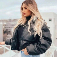 Winter Parka Coat Women's Jacket Thick Warm Women Fashion Black PU Leather Coats Women Elegant Zipper Faux Leather Jackets Tops Jack's Clearance