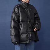 Winter Parka Coat Women's Jacket Thick Warm Women Fashion Black PU Leather Coats Women Elegant Zipper Faux Leather Jackets Tops Jack's Clearance