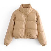 Winter Parka Coat Women's Jacket Thick Warm Women Fashion Black PU Leather Coats Women Elegant Zipper Faux Leather Jackets Tops Jack's Clearance