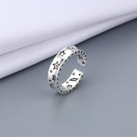 Vintage Ancient Silver Happy Smiling Face Open Rings for Women Jack's Clearance