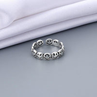 Vintage Ancient Silver Happy Smiling Face Open Rings for Women Jack's Clearance