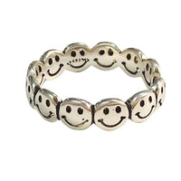 Vintage Ancient Silver Happy Smiling Face Open Rings for Women Jack's Clearance