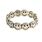 Vintage Ancient Silver Happy Smiling Face Open Rings for Women Jack's Clearance