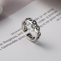 Vintage Ancient Silver Happy Smiling Face Open Rings for Women Jack's Clearance