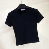 Crop Top Solid Cotton O-Neck Short Sleeve Women's T-Shirt Jack's Clearance