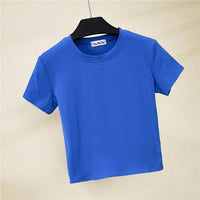 Crop Top Solid Cotton O-Neck Short Sleeve Women's T-Shirt Jack's Clearance