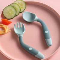 Silicone Spoon for Baby Utensils Set Auxiliary Food Toddler Learn To Eat Training Bendable Soft Fork Infant Children Tableware Jack's Clearance