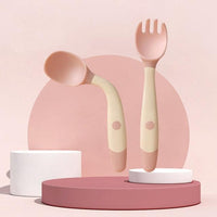 Silicone Spoon for Baby Utensils Set Auxiliary Food Toddler Learn To Eat Training Bendable Soft Fork Infant Children Tableware Jack's Clearance