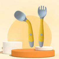 Silicone Spoon for Baby Utensils Set Auxiliary Food Toddler Learn To Eat Training Bendable Soft Fork Infant Children Tableware Jack's Clearance